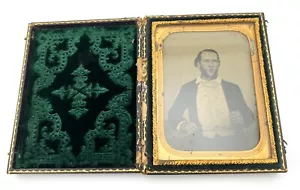 1/4 Piatto AMBROTYPE Ritratto Foto di un uomo gentiluomo circa fine 1800 - Foto 1 di 5