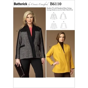 Chaqueta Butterick patrón de costura 6110 falta talla XXL-6X SIN CORTAR - Imagen 1 de 2