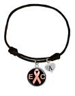 Custom Endometrial Cancer Awareness Black Leather Unisex Bracelet Jewelry Charm