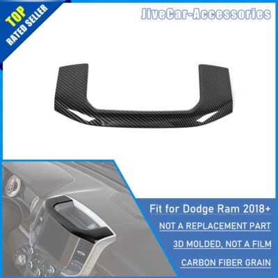 Carbon Fiber Center Console Storage Dashboard Cover Trim For Dodge RAM 1500 18+ - Imagem 1 de 4