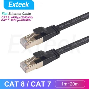 0.5M~20M CAT8 CAT7 RJ45 Flat Network Cable Shielded Grounding Black lot - Picture 1 of 9