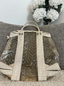 Fendi White PVC/Leather Bowler Bag AUTHENTIC - Picture 1 of 12
