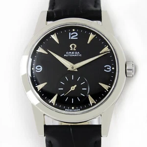 Vintage Omega Seamaster Sub Second Bumper Black Dial 34mm Men Watch C. 1950 - Picture 1 of 18