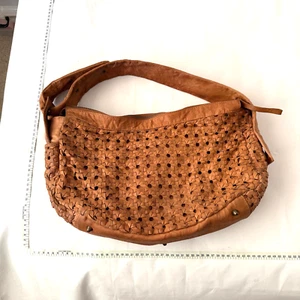 mimco woven sling brown leather hand bag adjustable shoulder strap - Picture 1 of 17