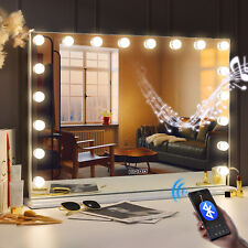 Large Hollywood Mirror Bluetooth Vanity Make Up Mirror with Lights Tabletop Wall