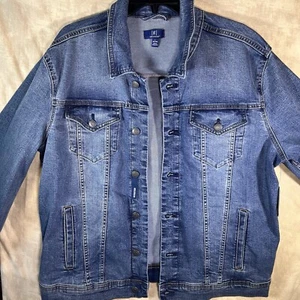 NWT George Men’s L Blue Denim Trucker Jacket Cotton Double Denim Coat - Picture 1 of 8