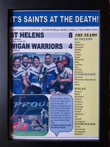 St Helens 8 Wigan Warriors 4 - 2020 Grand Final - framed print - Picture 1 of 2