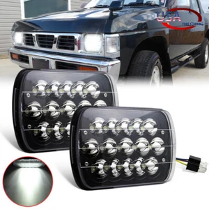 2PCS Black 5x7'' 7x6''inch LED Headlights For Nissan D21 NX Pickup Hardbody  - Picture 1 of 11