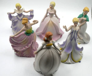 6 X FRANKLIN PORCELAIN FLOWER LADY POPPY IRIS ROSE COLUMBINE CALLA LILY 1985 - Picture 1 of 3