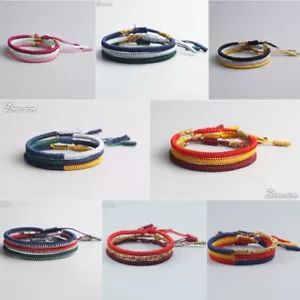 SET BRACCIALE - BRACCIALE FATTO A MANO MULTICOLORE NODI BUDDISTI TIBETANI LUCKY CORDA - Foto 1 di 22