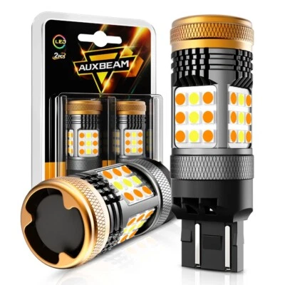 AUXBEAM Ámbar Blanco 7443/7440/7441 LED Señal de giro Delantera Bombilla de Freno Canbus Foto 1 de 4