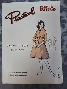 50s Practical Paper Sewing Pattern Vintage Unused Girls Suit 11 to 13 yrs - Picture 1 of 2