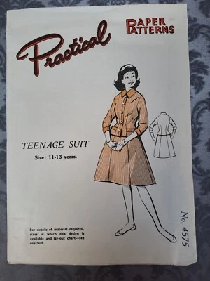 50s Practical Paper Sewing Pattern Vintage Unused Girls Suit 11 to 13 yrs - Image 1 of 2
