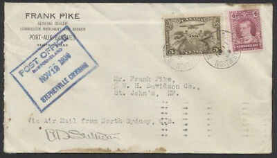 1930 North Sydney NS a St John's Newfoundland piloto de vuelo firmado Frank Pike CC Foto 1 de 2