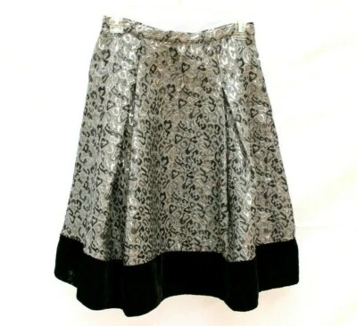 Falda Sachin & Babi para mujer talla 4 plateada leopardo terciopelo ribete línea A $129 nueva con etiquetas Foto 1 de 4