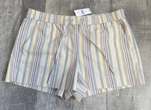 Ann Taylor LOFT Cotton Shorts Size Medium Rainbow Striped - Picture 1 of 11