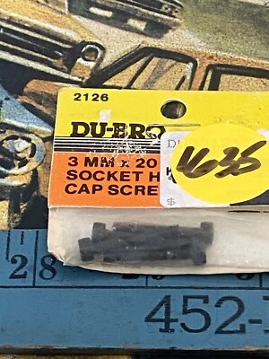 Du-Bro 2126 Socket Cap Screws {3mm X 20 X 4pc.} NewInPack USA Shipped - Image 1 of 3