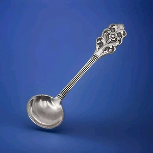 Vintage TH Marthinsen Sterling Norway Flower Ornate Salt Spoon - Picture 1 of 15