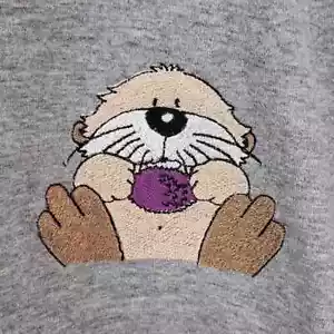 Vintage 90s Jerzees Embroidered Otter T-shirt Size XL - Picture 1 of 7