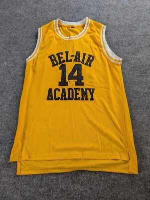 Camiseta de baloncesto Prince of Bel Air Academy fresca para hombre L Will Smith #14 amarilla  Foto 1 de 4