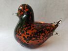 Brown/Amber Murano Style Robin/Duck w/Black Flakes
