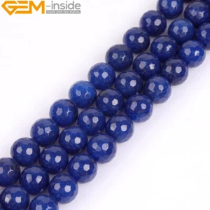 6mm Faceted Blue Jade Round Gemstone Loose Beads For Jewelry Making 15" Strand - Picture 1 of 35
