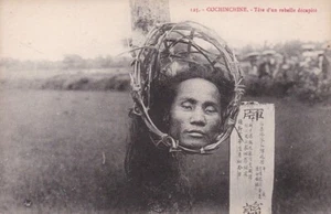 Cochinchine Tête d'un rebelle décapité décapitation Indochine Vietnam Beheading - Picture 1 of 2