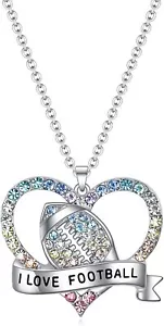 Football Gifts Necklace for Girls Women,Shine Colorful Sports Lovers Jewelry - Picture 1 of 2