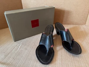 vintage 90s Y2K cole haan black leather slip on cone heels sandals SZ 9.5B - Picture 1 of 17