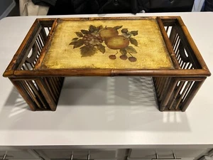 VTG Bamboo Breakfast Bed Wooden TV Tray BOHO  - Picture 1 of 8