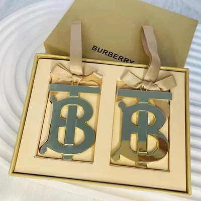 Burberry Key Ring Gold Metal Keychain Charm Logo TB 2 Pieces with New Box - Image 1 of 4