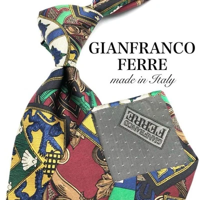 GIANFRANCO FERRE 绿色多色图案领带 二手 — 第 1/4 张图片