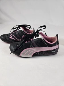 Girls Puma Soleil Shoes Size 13 Pink/Black Athletic Sneakers Puma Logo Lace Up - Picture 1 of 11