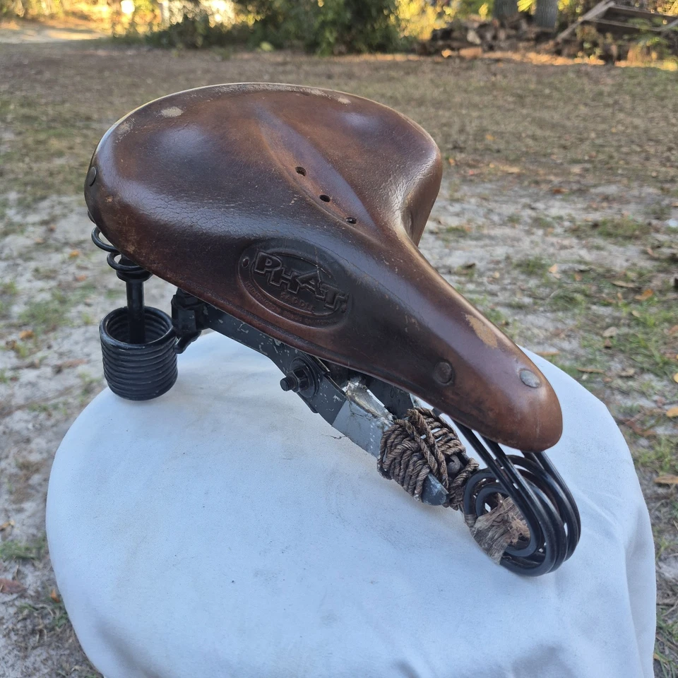 Asiento Springer de bicicleta de cuero Phat Saddle vintage Foto 1 de 4