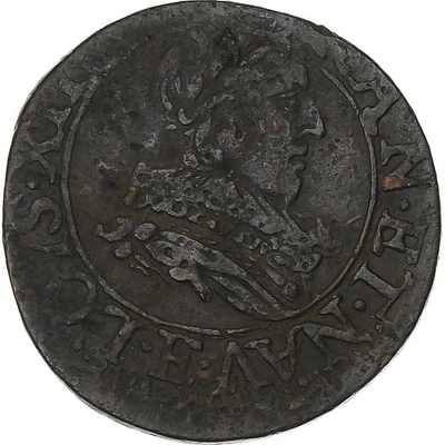 [#1274760] France, Louis XIII, Double Tournois, 1634, Tours, Copper, VF, CGKL:44 - Image 1 of 2