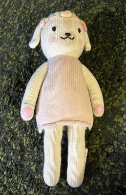 Cuddle + Kind Charlotte Dog Girl Pink Dress Knit Plush Stuffed Animal 13” - Image 1 of 4