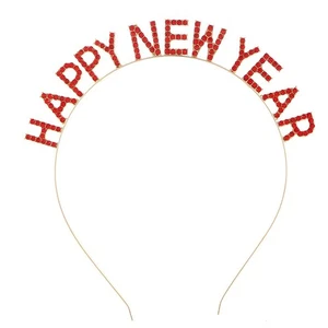 Sparkly Rhinestone New Year Tiara Headband - Women's Party Hair Accessory (Red) - Picture 1 of 4