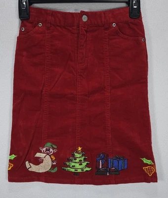 The Children's Place Girl's Custom Embroidered Christmas Corduroy Skirt Red 6X/7 - Image 1 of 4
