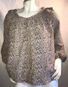Very J Mokka Schwarz Punkte Langarm Pullover Damen Bluse Gr. L - Bild 1 von 12