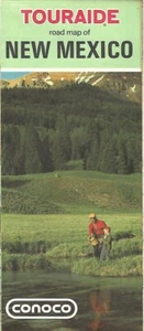 1971 CONOCO Gas Station Road Map NEW MEXICO Route 66 Santa Fe Taos Albuquerque - Picture 1 of 4