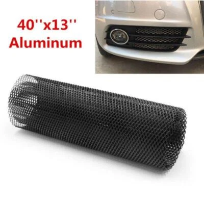Parrilla universal de aluminio para carrocería de vehículo de automóvil de 40 "x 13" sección de rejilla de malla negra Foto 1 de 4