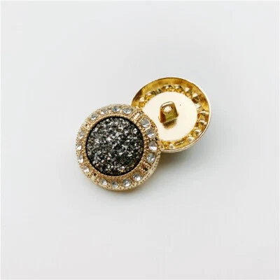 2Pcs Glitter Rhinestone Sew Shank Buttons 23mm Round DIY Craft Clothing Chic Kit - Image 1 of 4