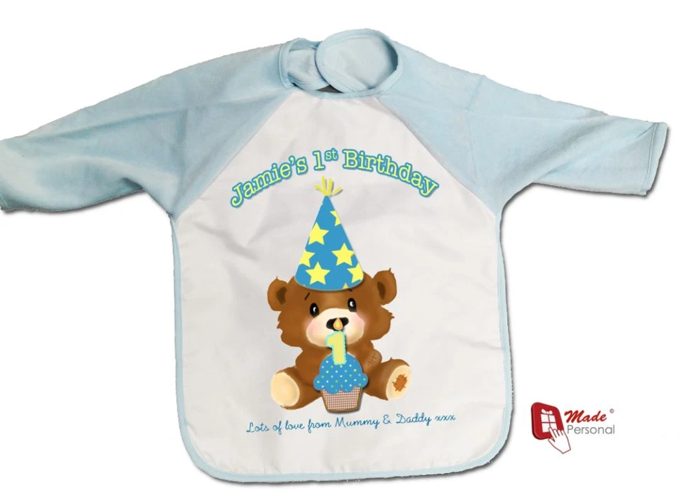 MADE PERSONAL PERSONALISIERTES LÄTZCHEN 1. erster Geburtstag süß Teddybär-Design JUNGE - beliebiger Name & Datum
