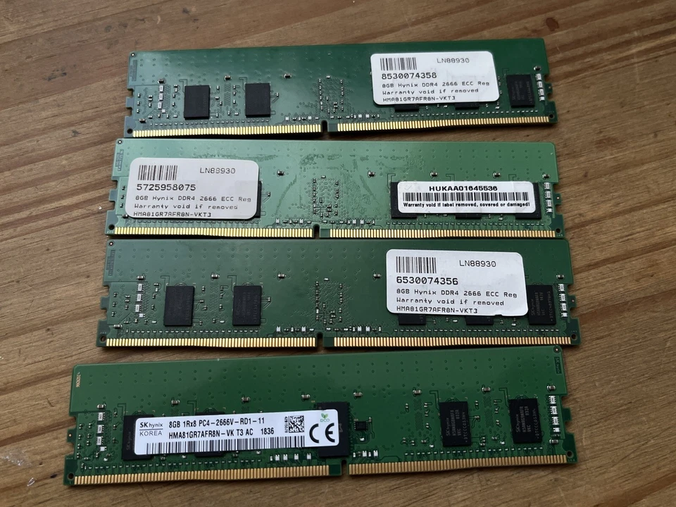 2 Unused Hynix 8GB ECC Registered DDR4 2666MHz Server/Workstation Memory Modules - Image 1 of 1