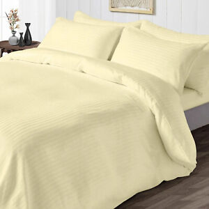 1000 OR 1200 TC 100% Cotton Duvet Collection Select Item & Size Ivory Stripes