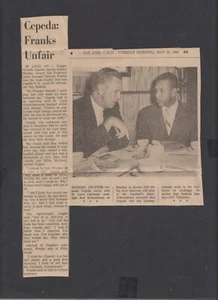1966 San Francisco Giants Orlando Cepeda Traded to St Louis Cardinals Newspaper - Bild 1 von 1