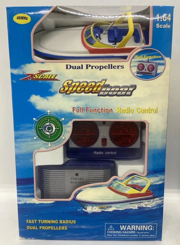 XScale Micro RC Speed Boat 1:64 Scale 49MHz Radio Control Dual Propellers - Image 1 of 4