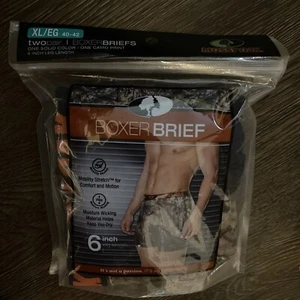 Mossy Oak Boxer Brief Camo Print XL 40 42 6 in leg length Moisture Wick 2 Pairs - Picture 1 of 2