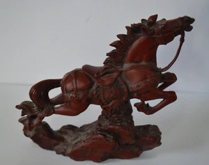 Vtg! Victory Galloping Horse (Red Cast Resin) Japanese Feng Shui Statue - Picture 1 of 6