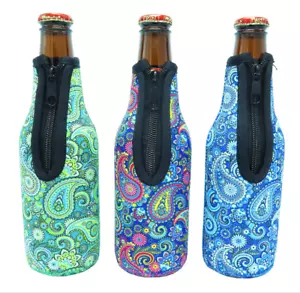 Neoprene Drink Can & Bottle Sleeves Coolies Koozies - Paisley Pattern - YOU PICK - Picture 1 of 12